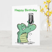 Senior Citizen Crocodile Birthday Cartoon Card (Yellow Flower)