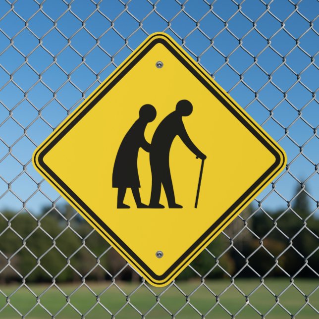 Senior Citizen Crossing Metal Sign (In Situ(Fence))