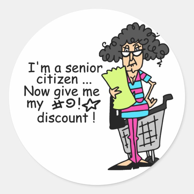 Senior Citizen Discount Classic Round Sticker (Front)