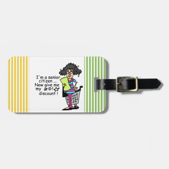 Senior Citizen Discount Luggage Tag (Front Horizontal)