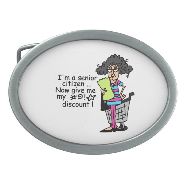 Senior Citizen Discount Oval Belt Buckle (Front)