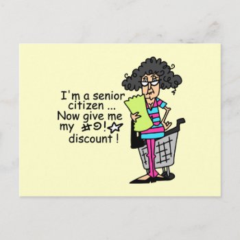 Senior Citizen Discount Postcard by beztgear at Zazzle