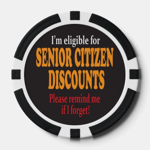 Senior Citizen Discount Reminder Design    Humor Poker Chips