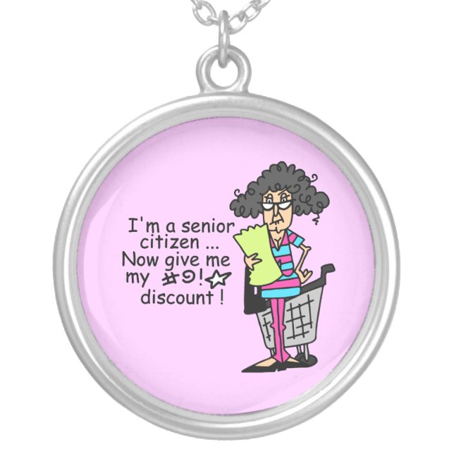 Senior Citizen Discount Silver Plated Necklace (Front)