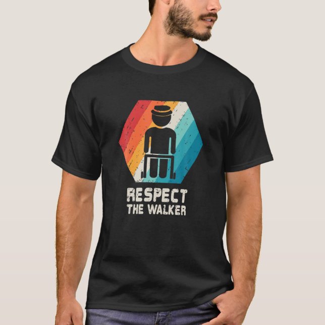 Senior Citizen Elderly Old People Walker Birthday T-Shirt (Front)
