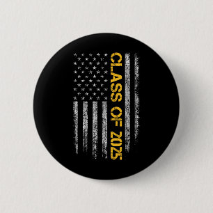 Senior Cl Of 2025 Patriotic American Flag Graduati Button