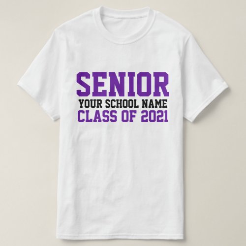 Senior Class 2021 Purple Custom School Graduation T_Shirt