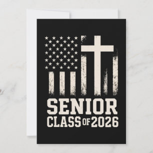 Senior Class 2026 Cross Flag USA Invitation