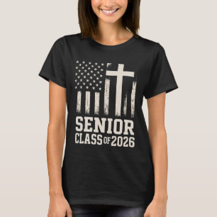 Senior Class 2026 Cross Flag USA T-Shirt
