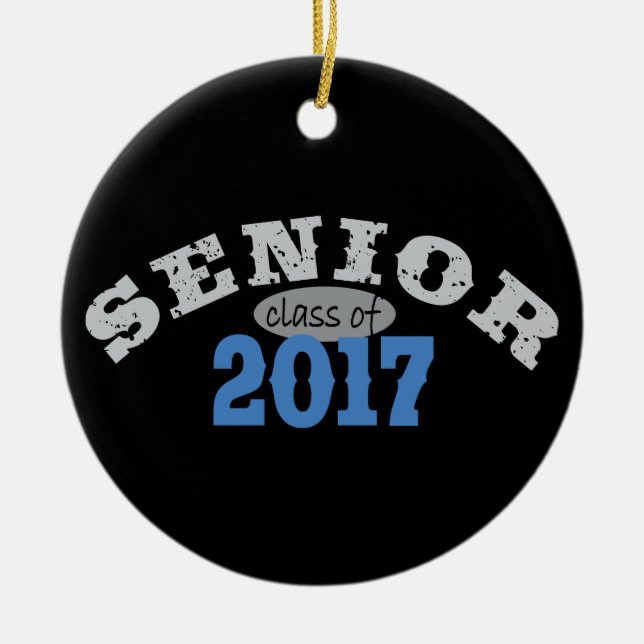 Senior Class of 2017 Blue Ceramic Ornament (Front)