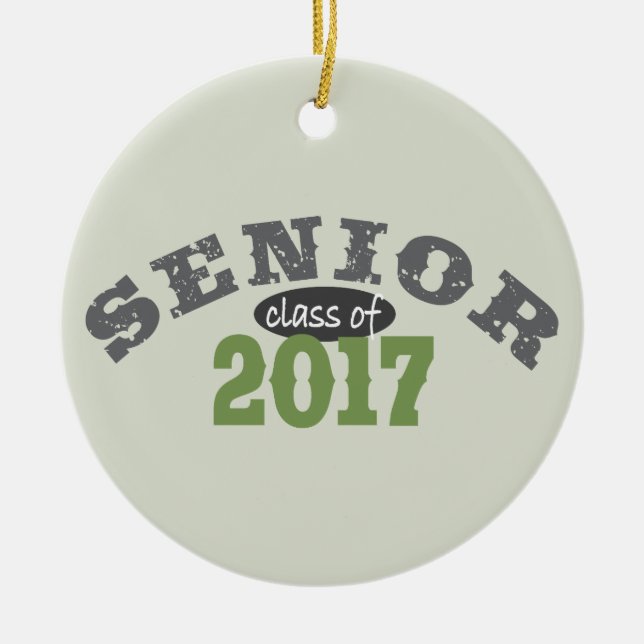 Senior Class of 2017 Green Ceramic Ornament (Front)