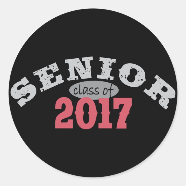 Senior Class of 2017 Red Classic Round Sticker (Front)