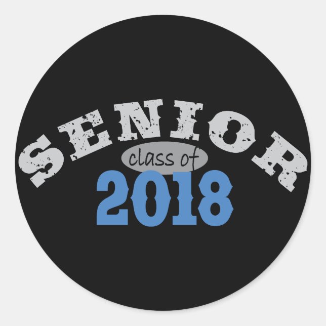 Senior Class of 2018 Blue Classic Round Sticker (Front)