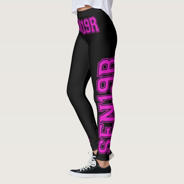 Senior Class of 2019 Hot Pink Typography SEN19R Leggings (Left)