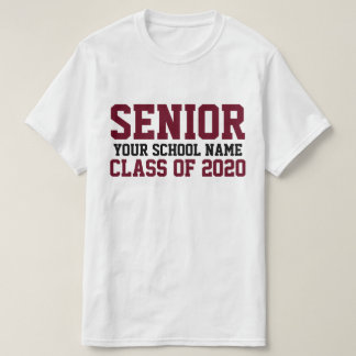 Senior Class of 2020 Maroon Custom Text Graduation T-Shirt