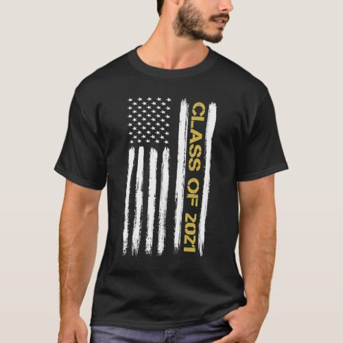 Senior Class Of 2021 Patriotic American Flag T_Shirt
