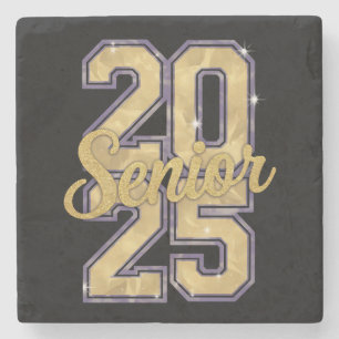 Senior Class Of 2025 Gold Graduation Graduate Stone Coaster