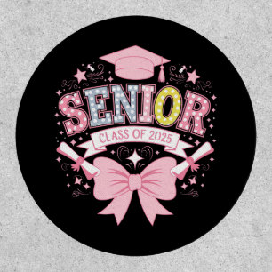 Senior Class Of 2025 Graduation Pink Coquette Bow Patch