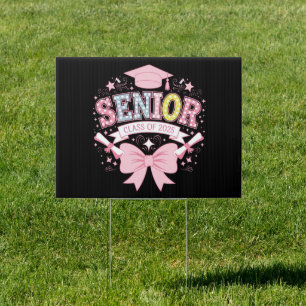 Senior Class Of 2025 Graduation Pink Coquette Bow Sign