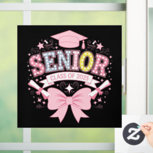 Senior Class Of 2025 Graduation Pink Coquette Bow Window Cling