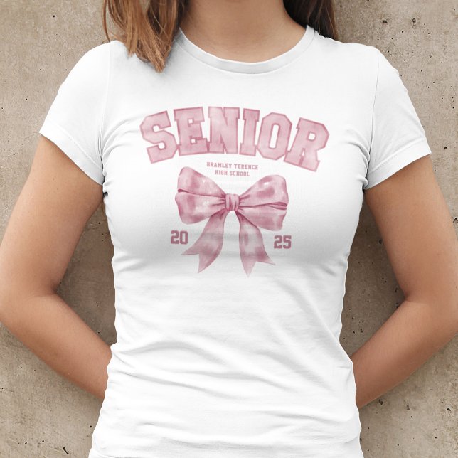 Senior Class of 2025 Pink Bow Graduation Year T-Shirt (Creator Uploaded)