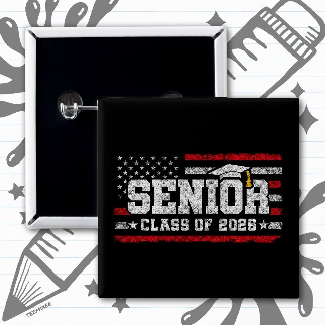 Senior Class of 2026 American Flag Graduation Button (Creator Uploaded)
