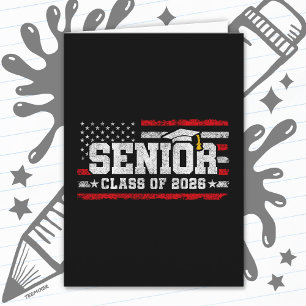 Senior Class of 2026 American Flag Graduation Card