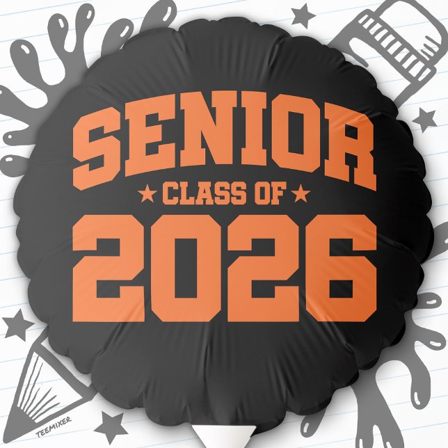 Senior Class of 2026 Black Orange Graduation Bold Balloon (Creator Uploaded)