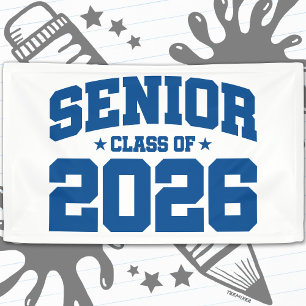 Senior Class of 2026 Blue Graduation Bold Minimal Banner