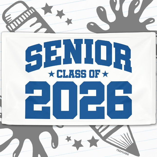 Senior Class of 2026 Blue Graduation Bold Minimal Banner (Creator Uploaded)