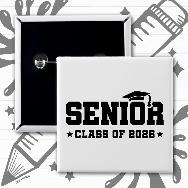Senior Class of 2026 Bold Graduation Typography Button (Creator Uploaded)
