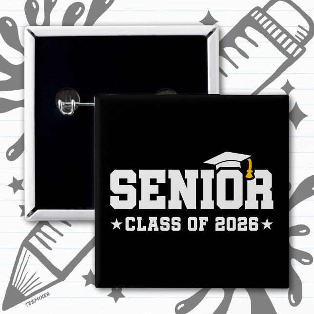 Senior Class of 2026 Bold Graduation Typography Button (Creator Uploaded)