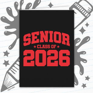 Senior Class of 2026 Bold Red Graduation Quote Card