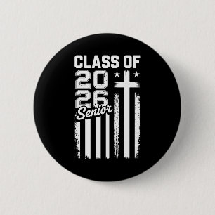 Senior Class Of 2026 Christian Jesus American Flag Button
