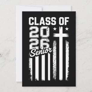 Senior Class Of 2026 Christian Jesus American Flag Invitation