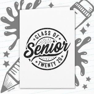 Senior Class of 2026 Cool Vintage Badge Graduation Card