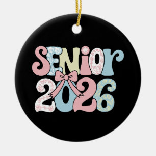 Senior Class Of 2026 Floral Bow Graduation 26 Grad Ceramic Ornament