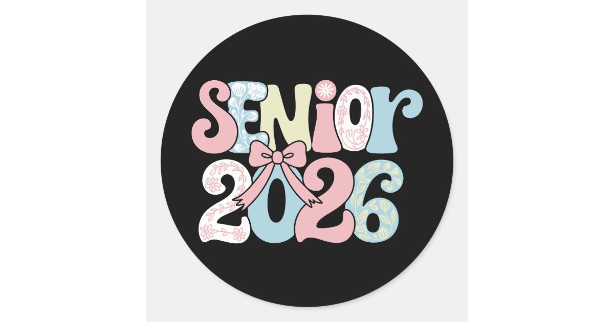 Senior Class Of 2026 Floral Bow Graduation 26 Grad Classic Round ...
