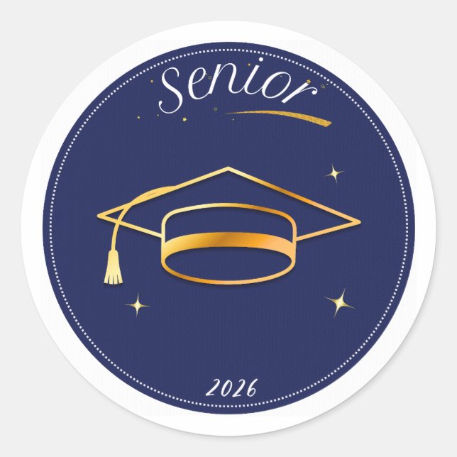Senior Class of 2026 Graduation Cap Round Sticker  (Front)