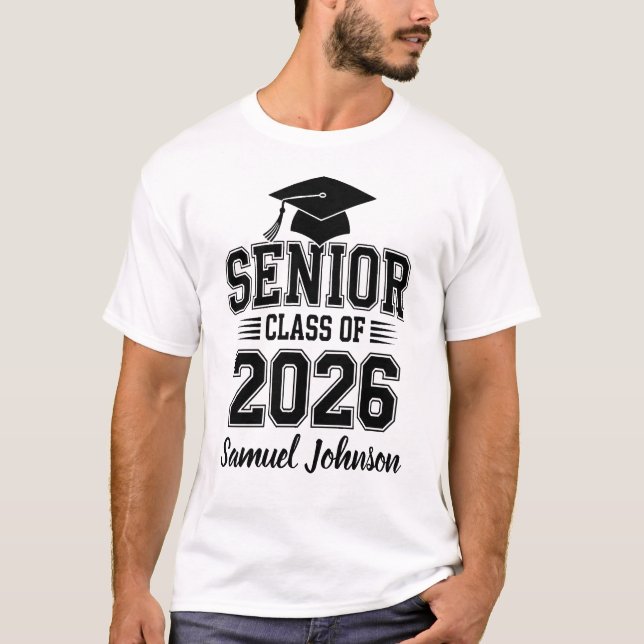 Senior Class Of 2026 Graduation Custom Name T-Shirt (Front)