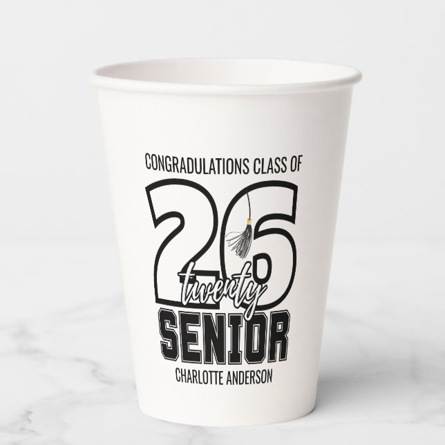 Senior Class of 2026 Graduation Tassel  Paper Cups (Front)