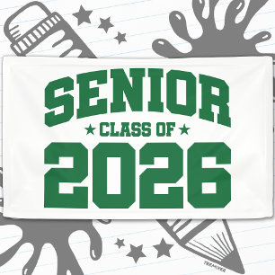 Senior Class of 2026 Green Graduation Bold Minimal Banner