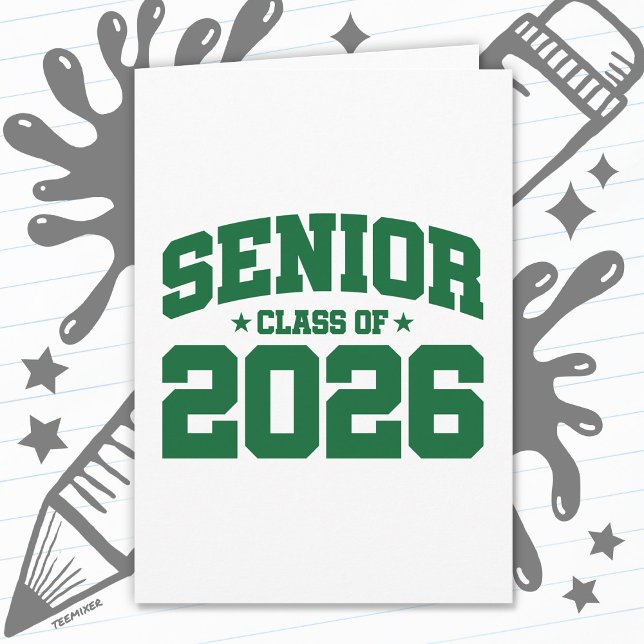 Senior Class of 2026 Green Graduation Bold Minimal Card (Creator Uploaded)