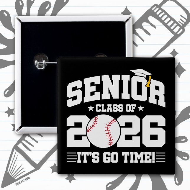 Senior Class of 2026 It’s Go Time Baseball Grad Button (Creator Uploaded)