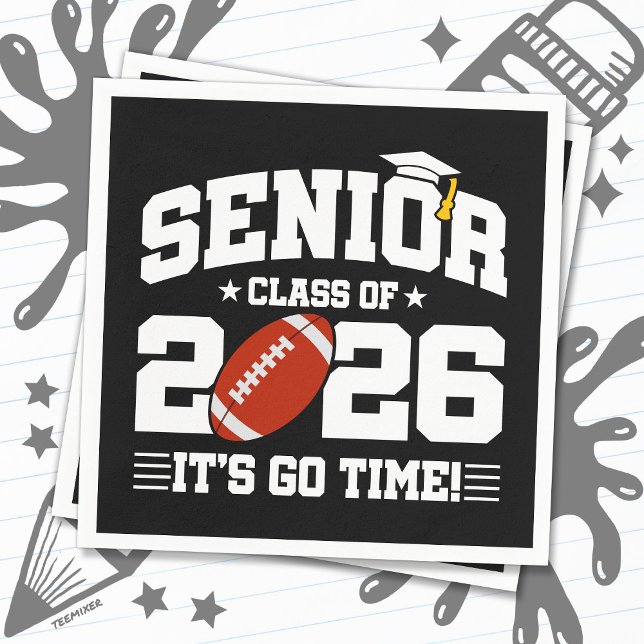 Senior Class of 2026 It’s Go Time Football Grad Napkins (Creator Uploaded)