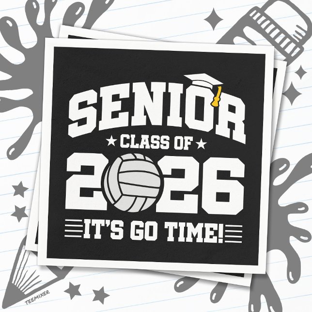 Senior Class of 2026 It’s Go Time Volleyball Grad Napkins (Creator Uploaded)