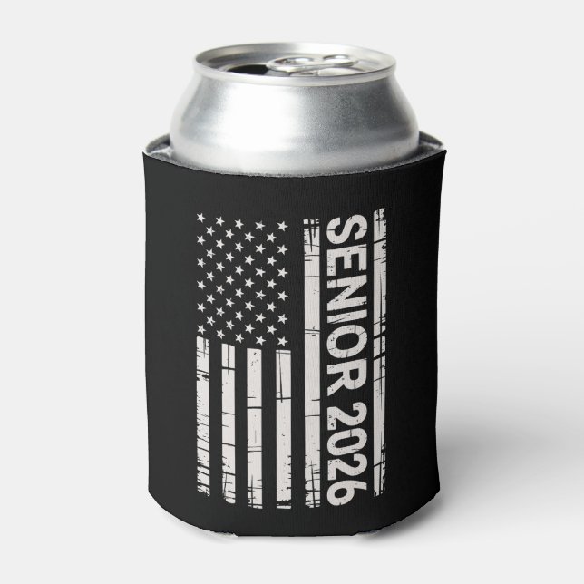 Senior Class Of 2026 Patriotic American USA Flag Can Cooler (Can Front)