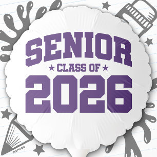 Senior Class of 2026 Purple Varsity Graduation Balloon