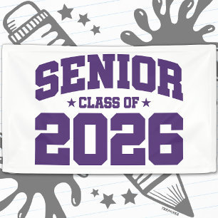 Senior Class of 2026 Purple Varsity Graduation Banner