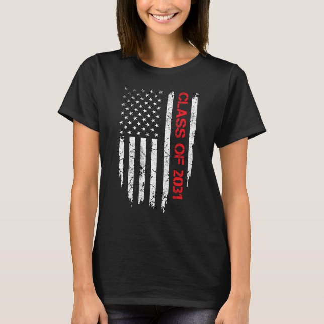 Senior Class Of 2031 Graduation Patriotic American T-Shirt (Front)
